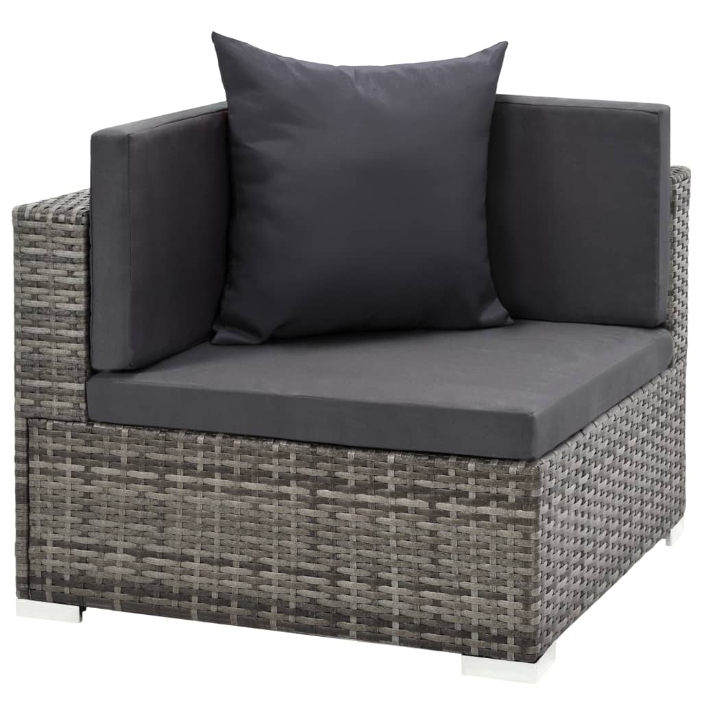 7-delige Loungeset met kussens poly rattan