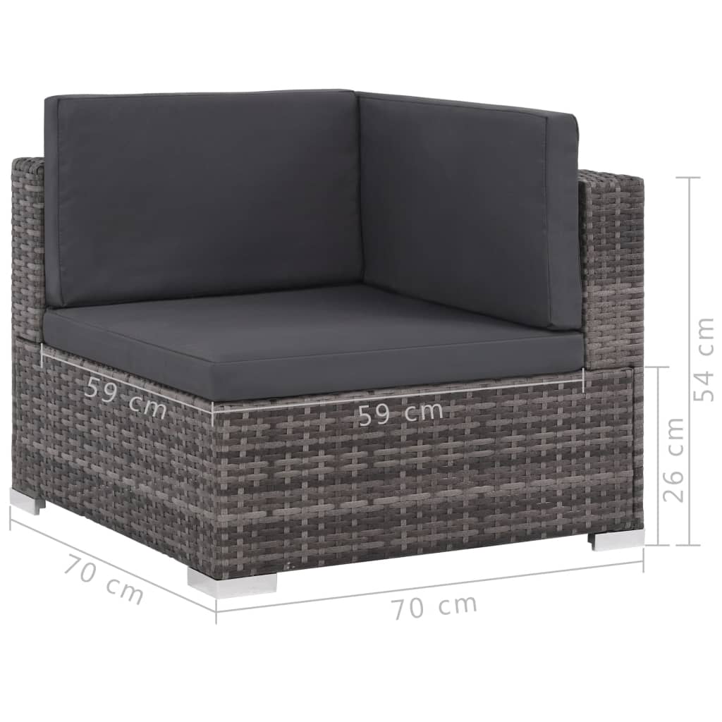 8-delige Loungeset met kussens poly rattan bruin