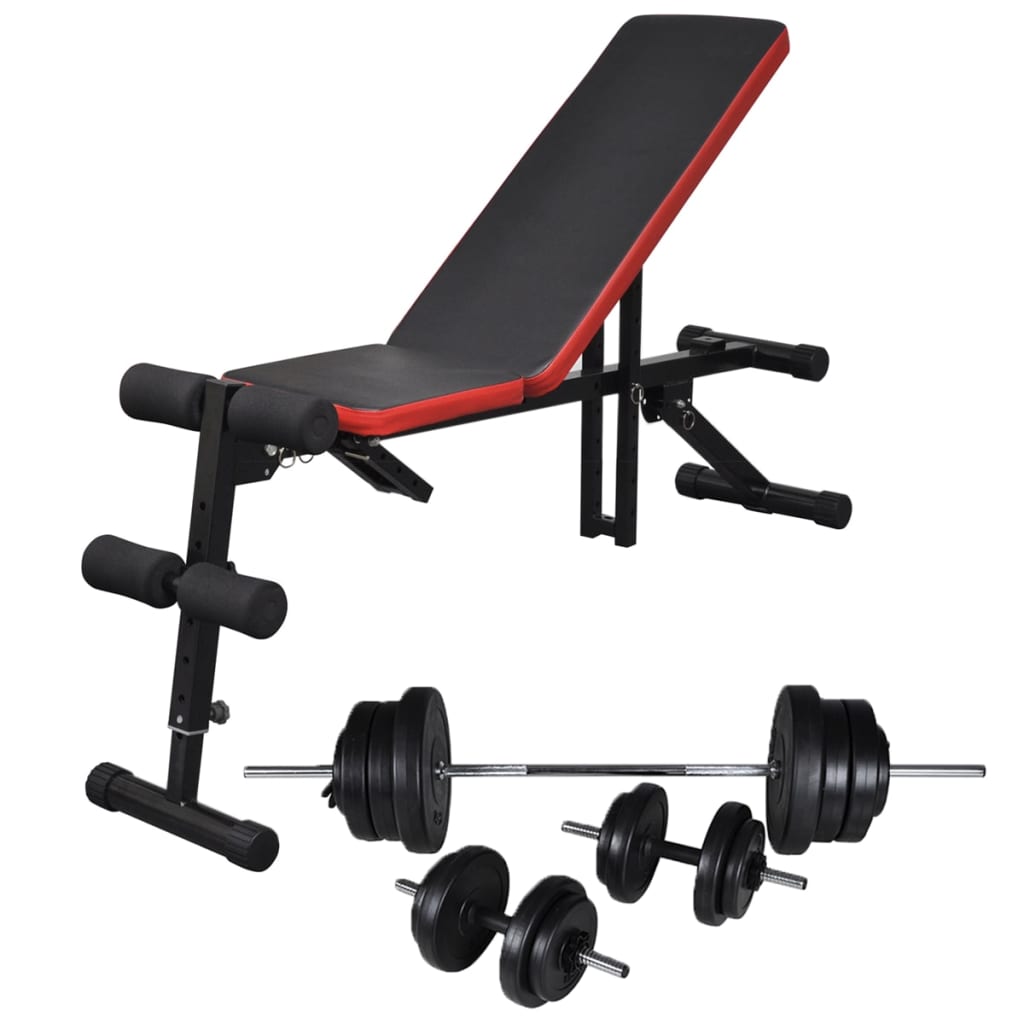 Banc abdominal avec jeu d'haltères réglable 30,5 kg