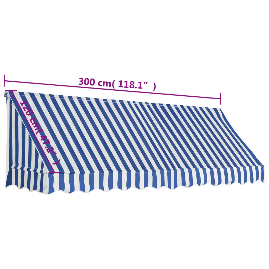 Luifel 400x120 cm blauw en wit