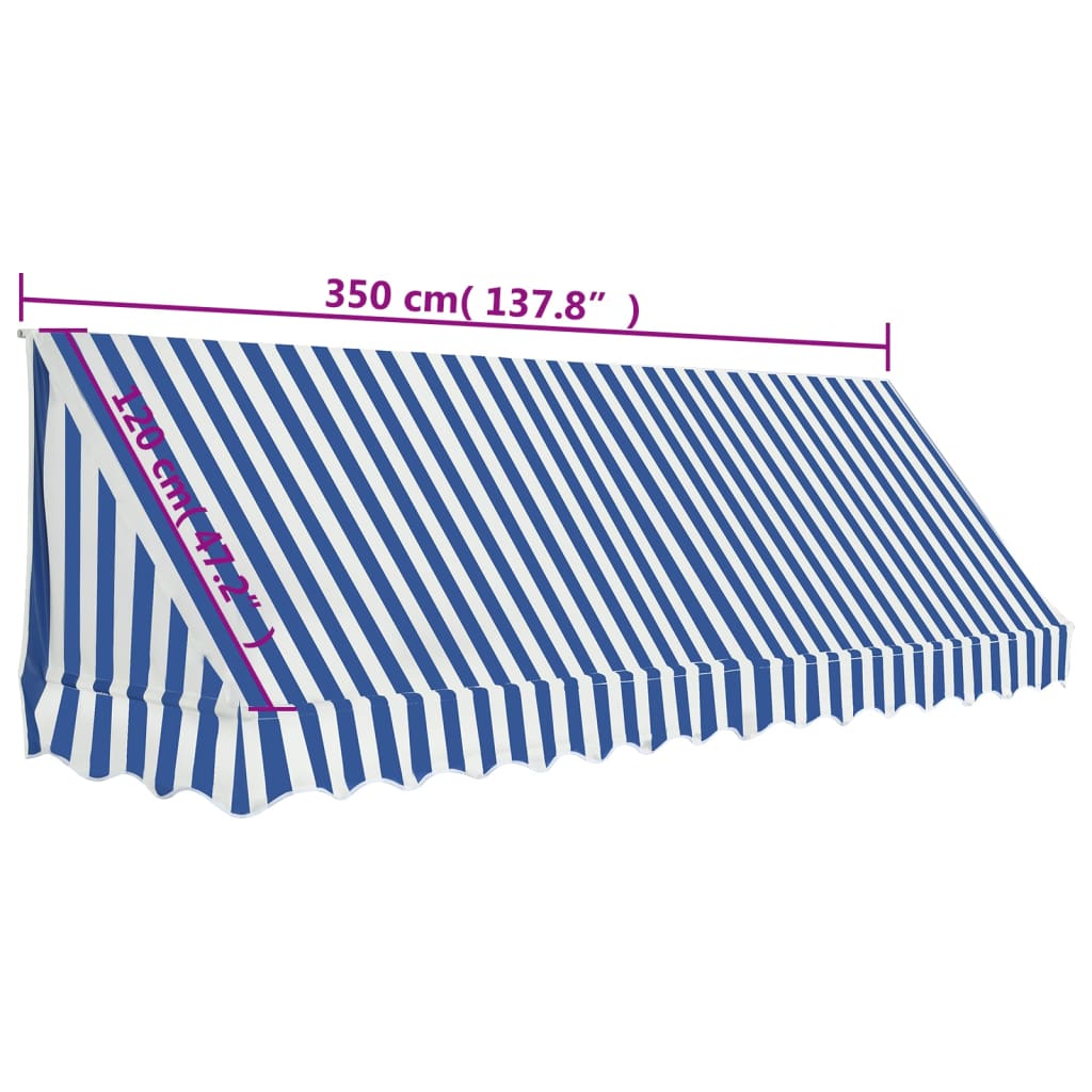 Luifel 400x120 cm blauw en wit