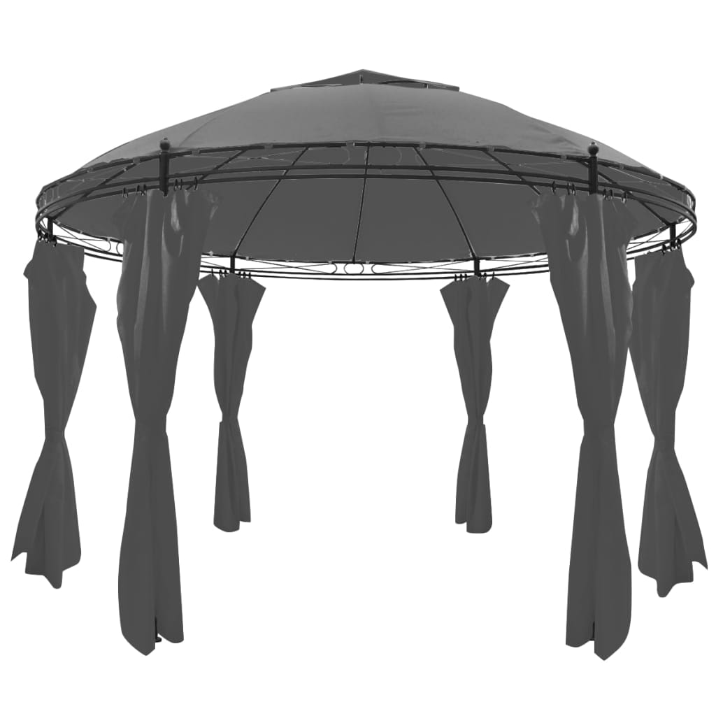 Gazebo avec rideaux environ 3,5x2,7 m