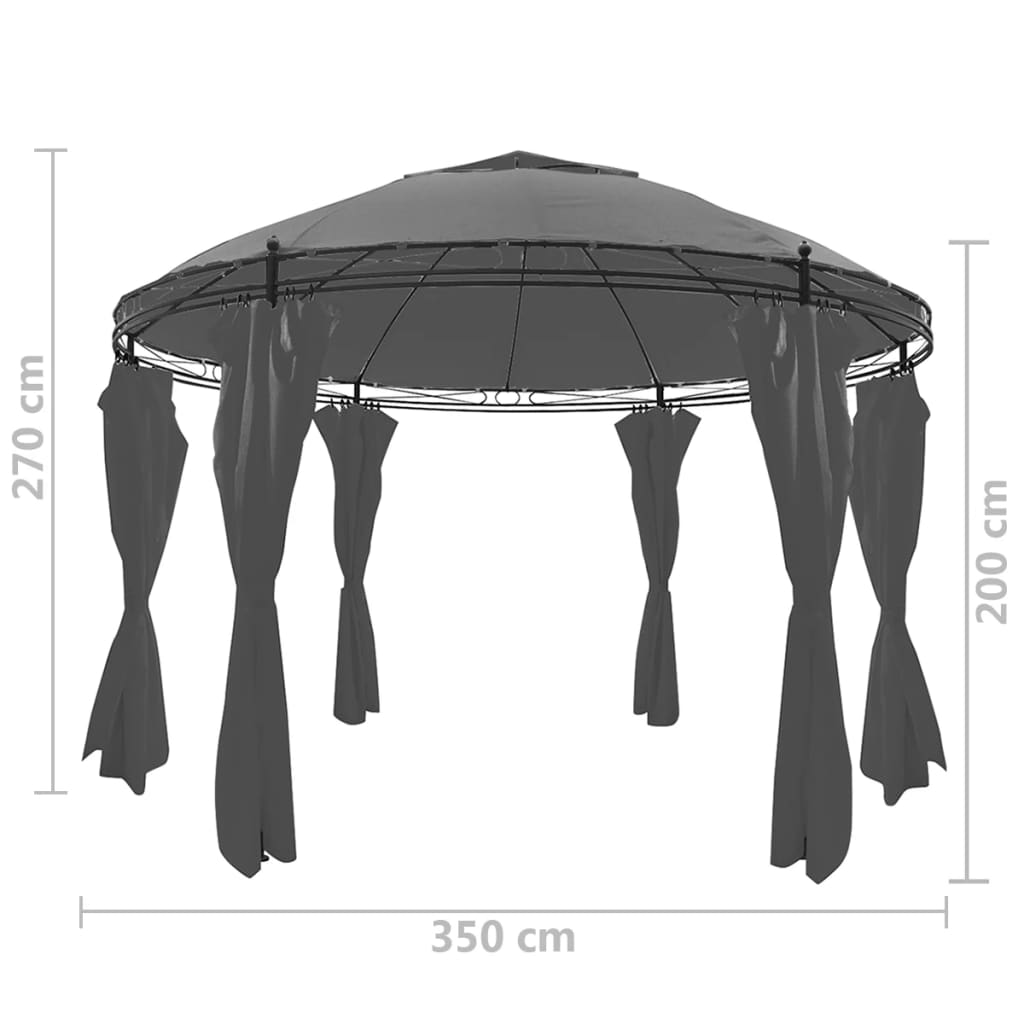 Gazebo avec rideaux environ 3,5x2,7 m