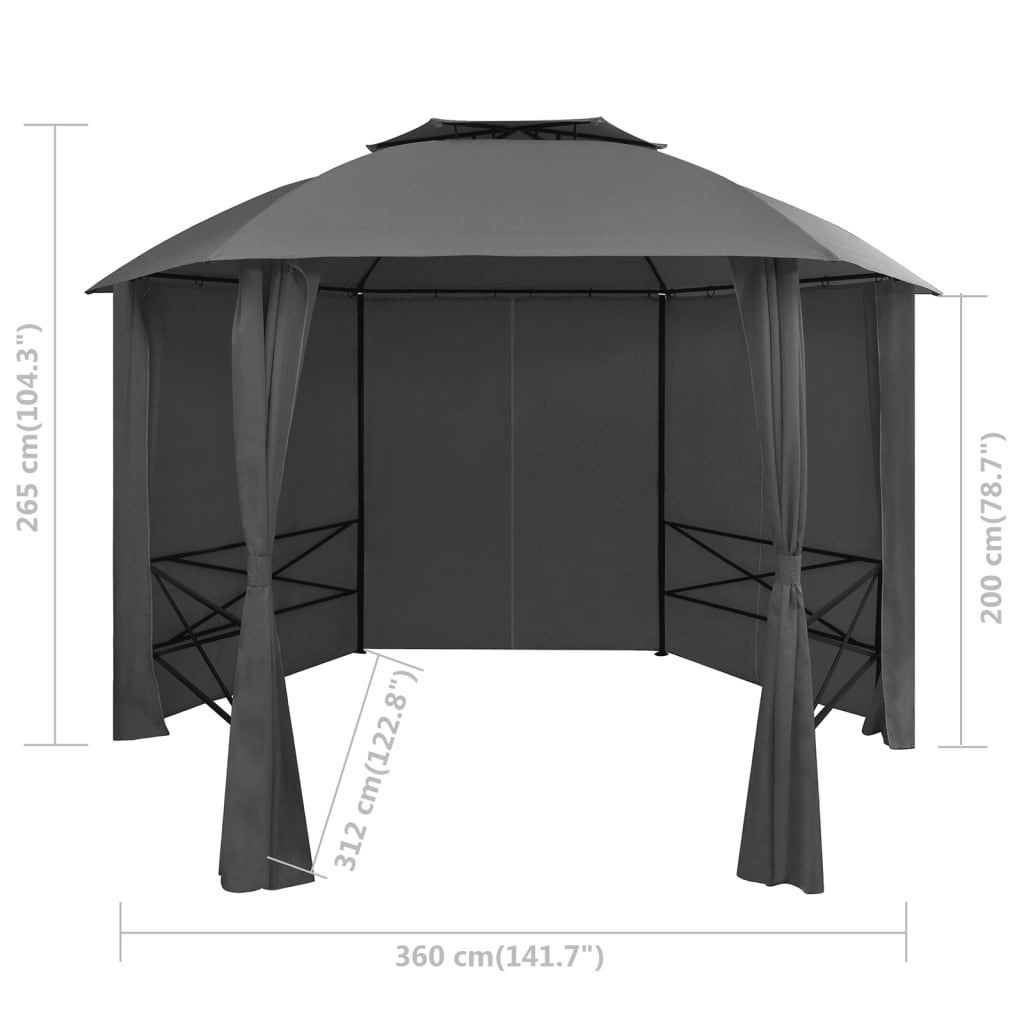 Tuinpaviljoen met gordijnen 180 g/m² 360x312x265 cm