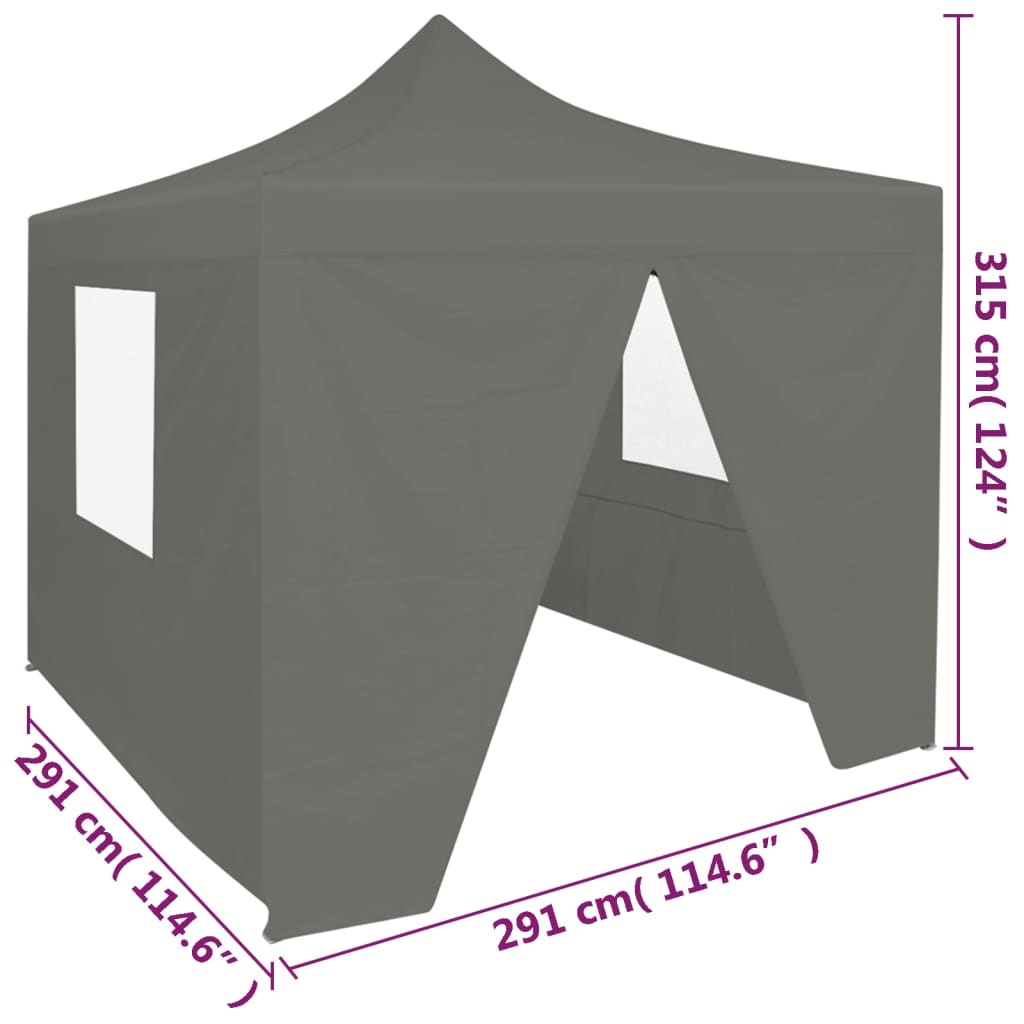 Tente pliante avec 4 parois latérales 3x3 m crème