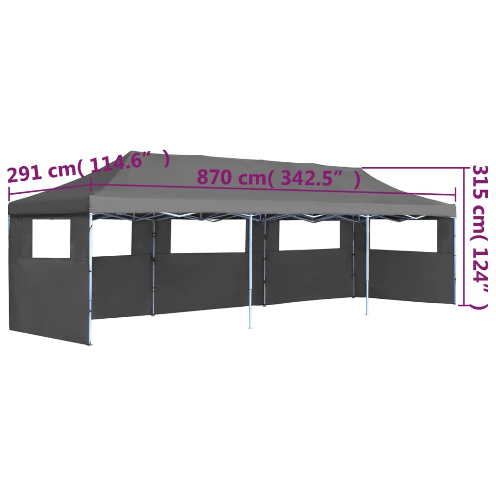 Tente pop-up pliante avec 5 parois latérales 3x9 m