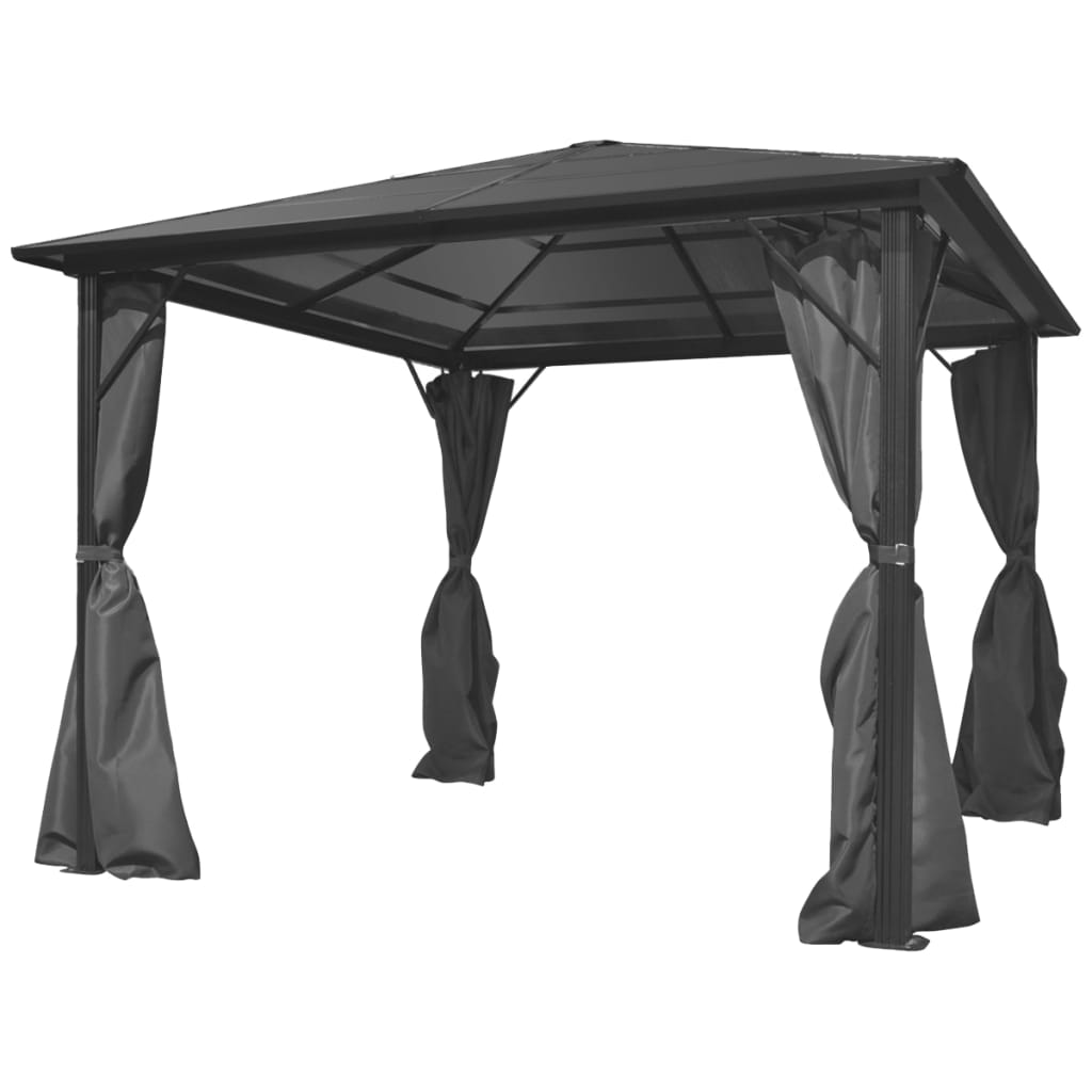 Gazebo avec rideau 400x300 cm aluminium