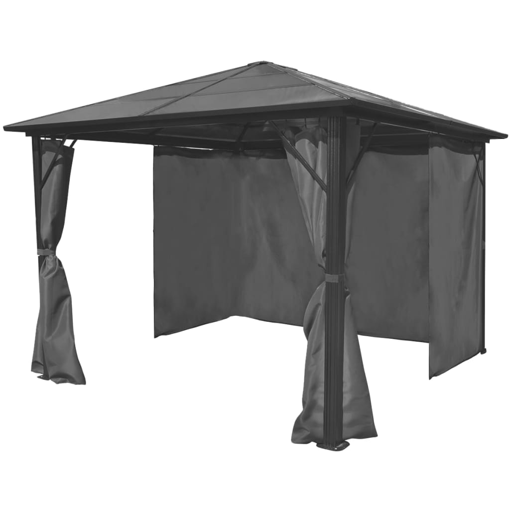 Gazebo avec rideau 400x300 cm aluminium