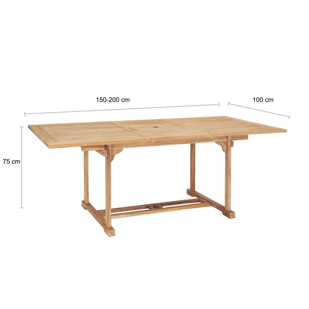 Tuintafel verlengbaar 150-200x100x75 cm massief teakhout