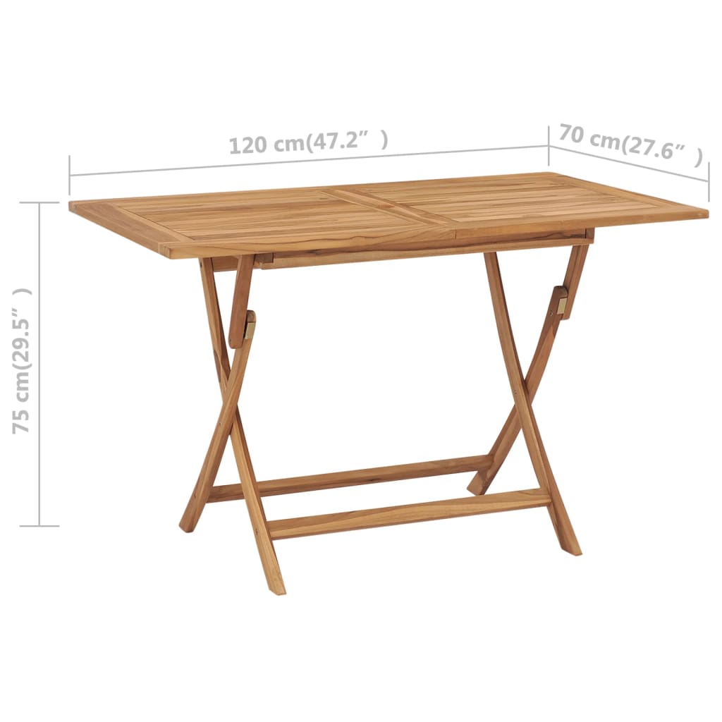 Tuintafel inklapbaar 120x70x75 cm massief teakhout