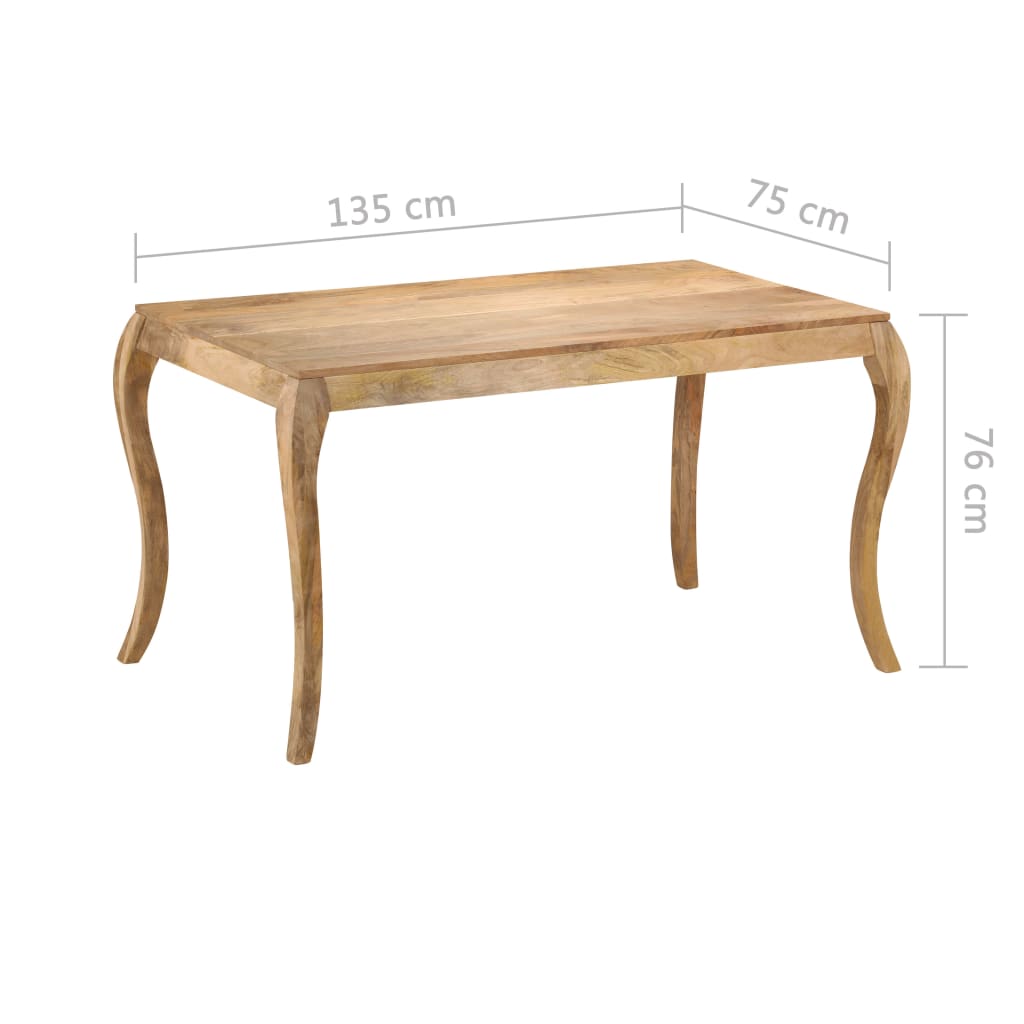 Table à manger 135x75x76 cm en bois de manguier massif