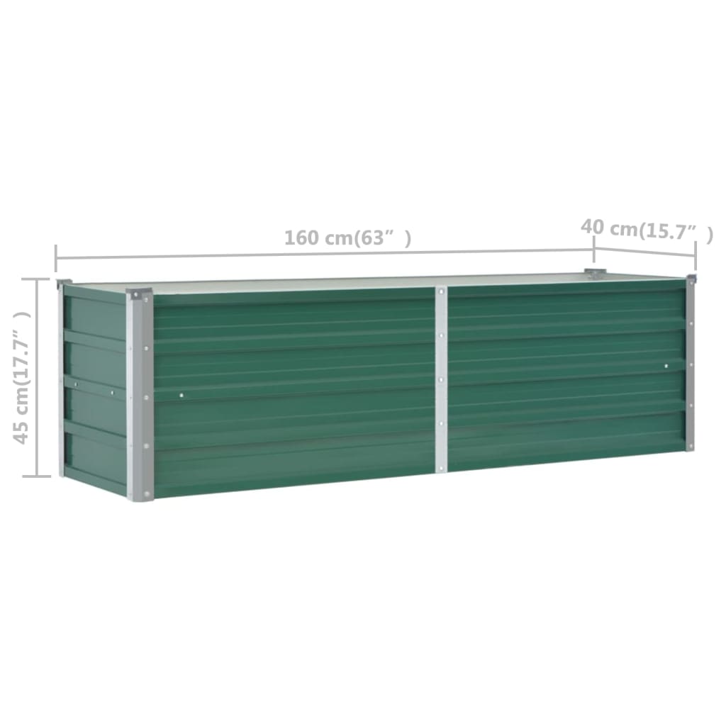 Plantenbak verhoogd 100x40x45 cm gegalvaniseerd staal groen