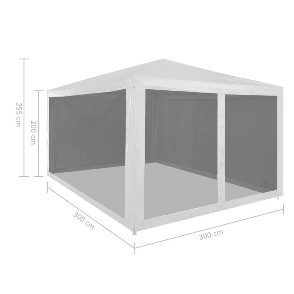 Partytent met 10 mesh zijwanden 12x3 m