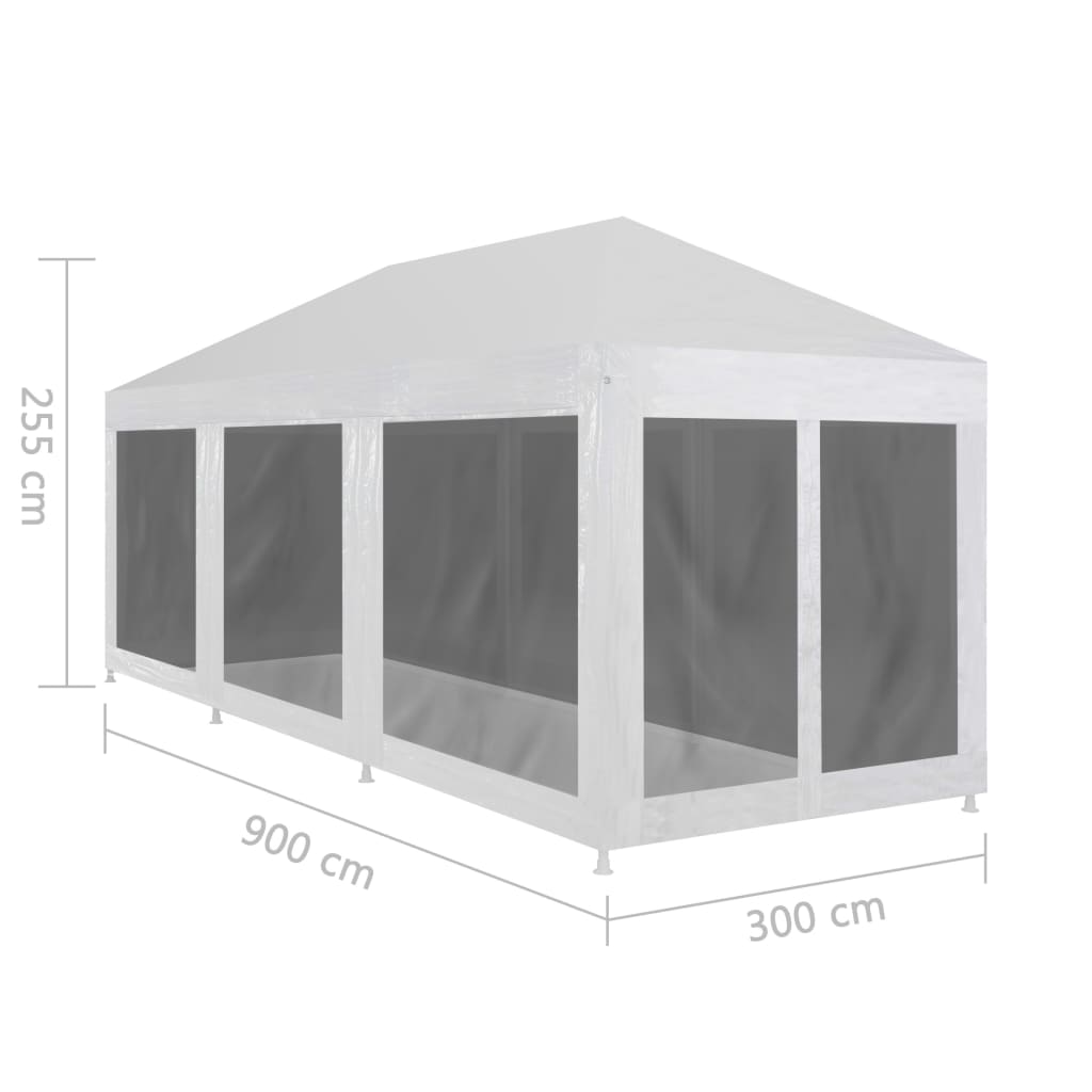 Partytent met 10 mesh zijwanden 12x3 m