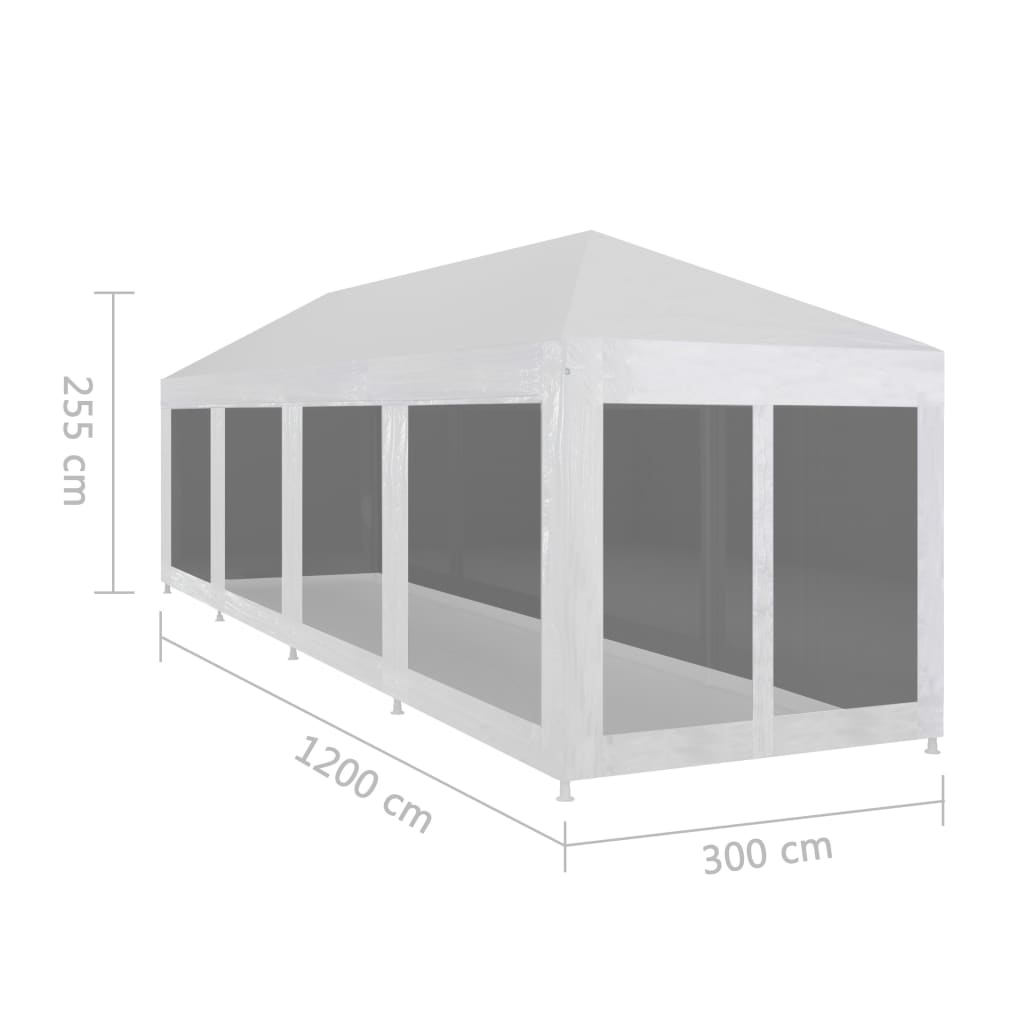 Partytent met 10 mesh zijwanden 12x3 m