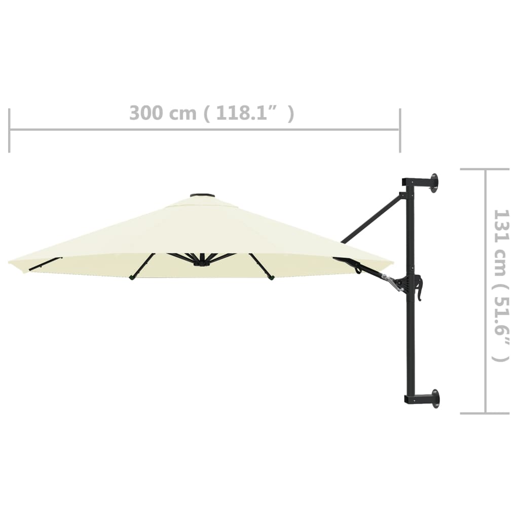 Wandparasol met metalen paal 300 cm