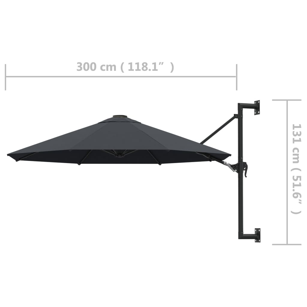 Wandparasol met metalen paal 300 cm terracottakleurig