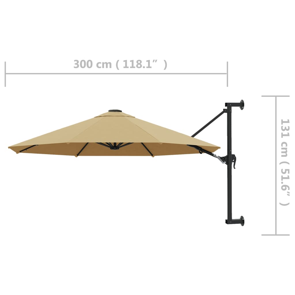 Wandparasol met metalen paal 300 cm