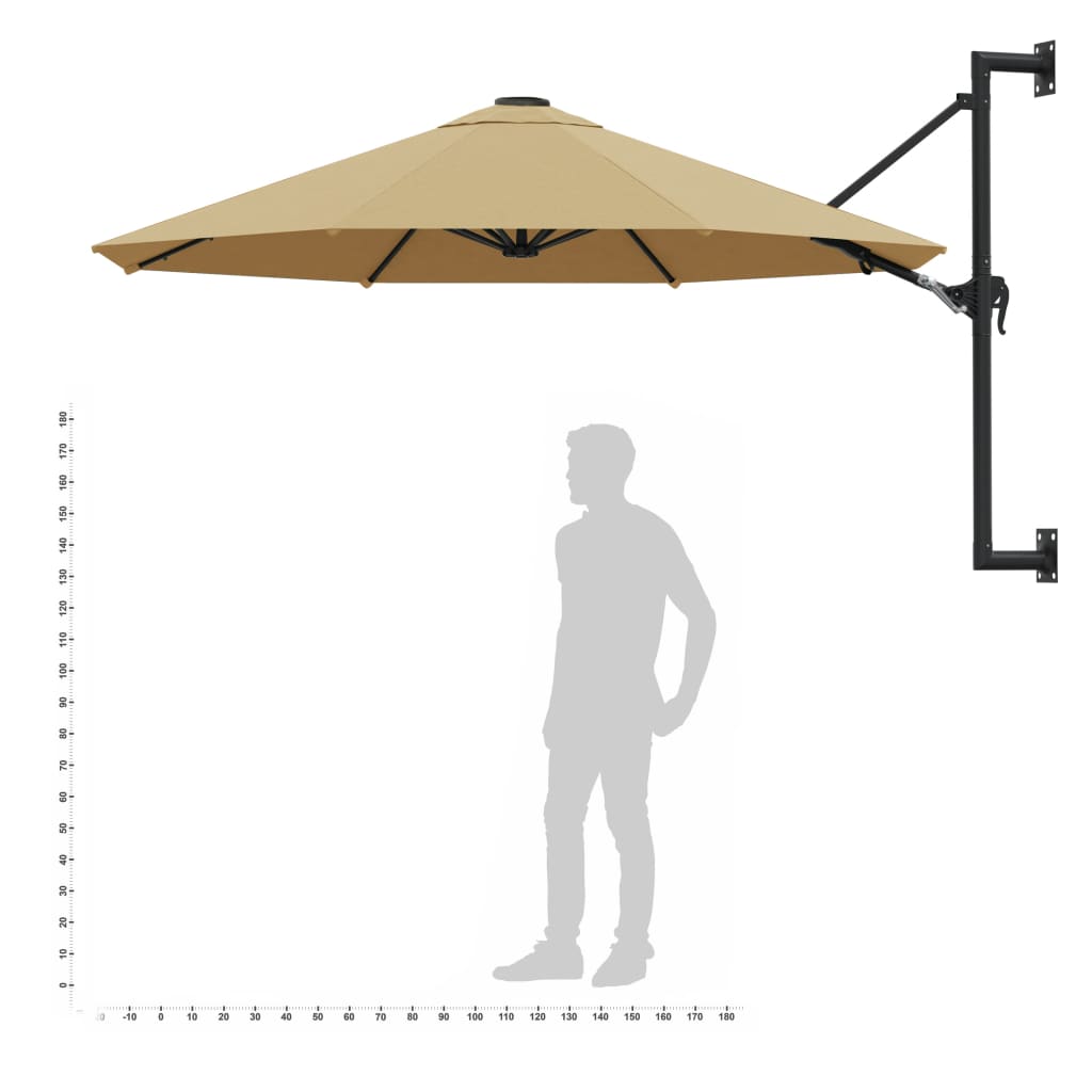 Wandparasol met metalen paal 300 cm terracottakleurig