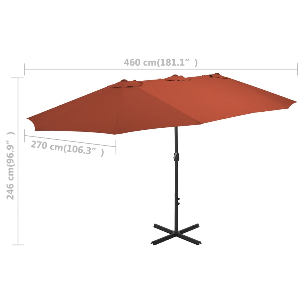 Parasol met aluminium paal 460x270 cm