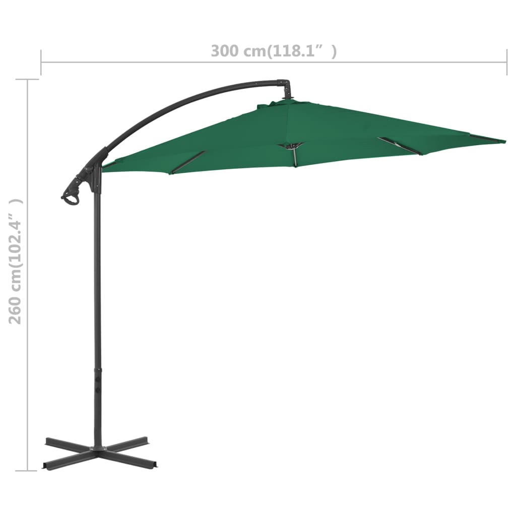 Parasol flottant avec mât en acier 300 cm bleu azur