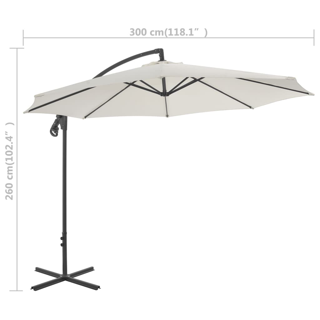 Parasol flottant avec mât en acier 300 cm bleu azur