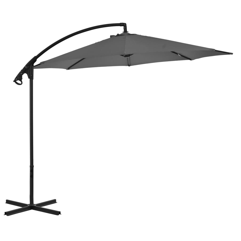 Parasol flottant avec mât en acier 300 cm bleu azur