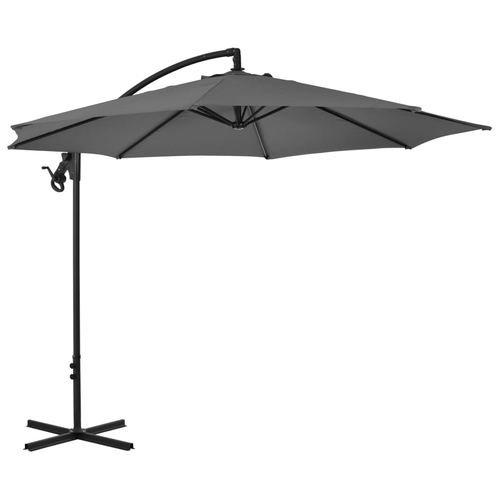 Parasol flottant avec mât en acier 300 cm bleu azur