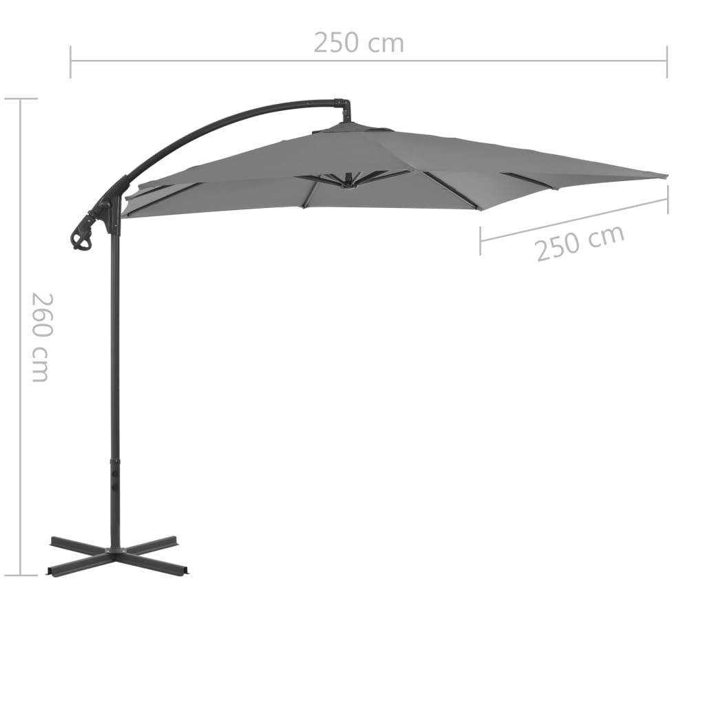 Zweefparasol met stalen paal 250x250 cm groen