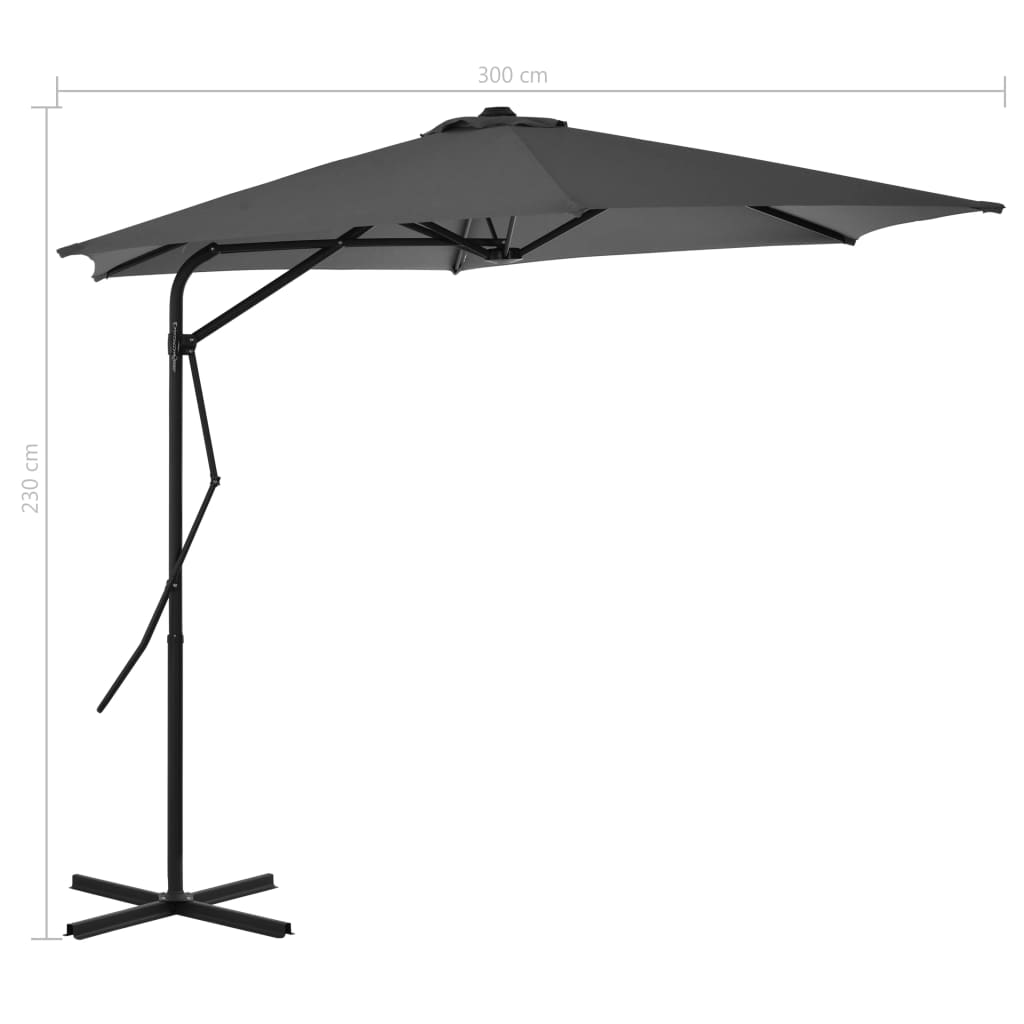 Parasol met stalen paal 300x230 cm