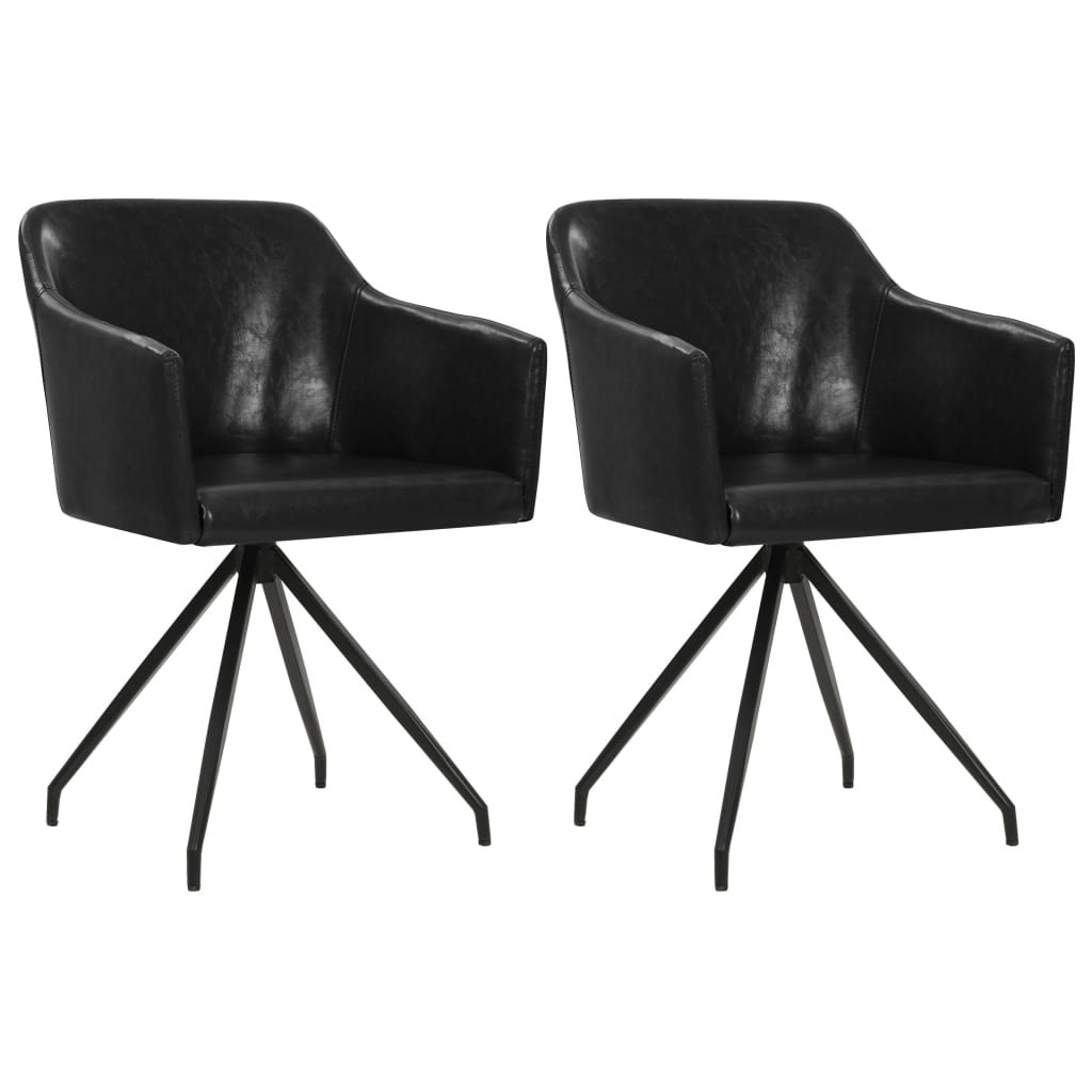 Chaises de salle à manger pivotantes 2 pcs simili cuir noir