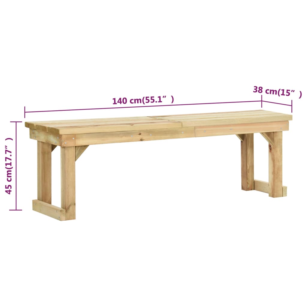 Banc de jardin 140 cm bois de pin imprégné