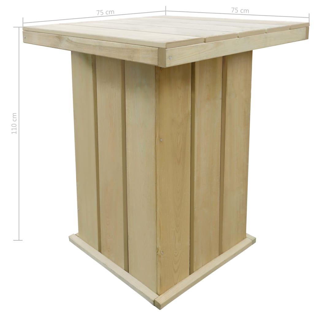 Table de jardin 110x75x74 cm en bois de pin imprégné