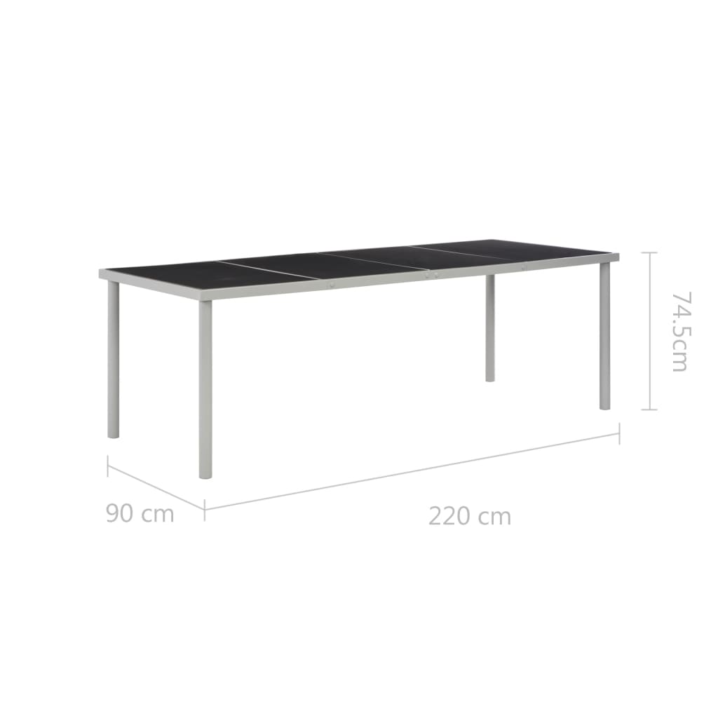 Table de jardin 220x90x74,5 cm acier noir