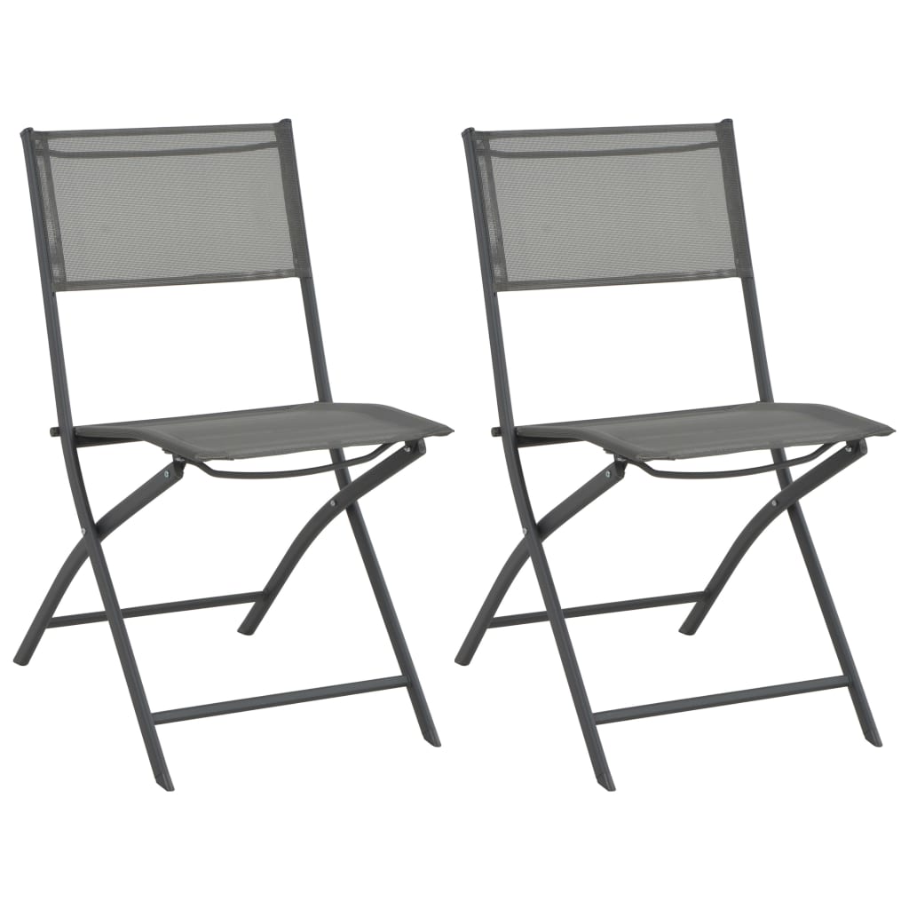 Chaises de jardin pliantes 2 pcs acier et textilène noir