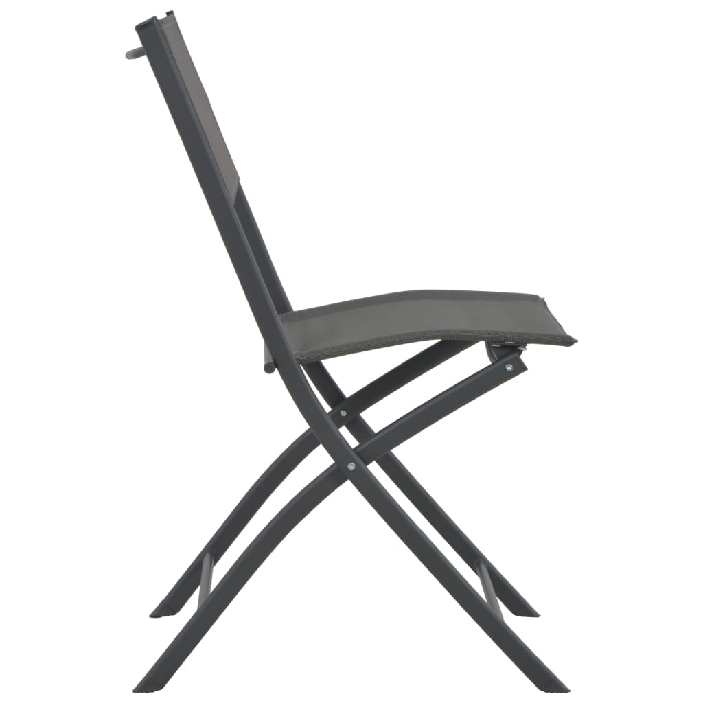 Chaises de jardin pliantes 2 pcs acier et textilène noir