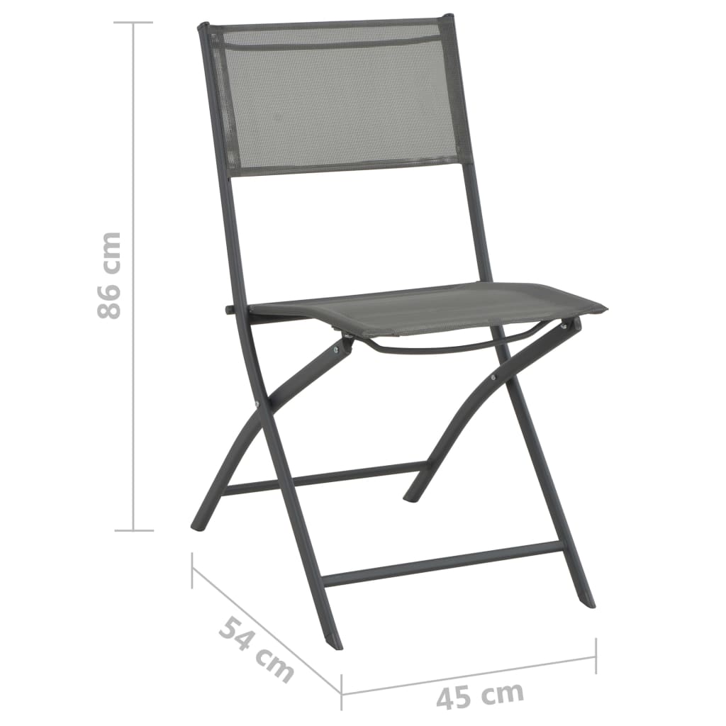 Chaises de jardin pliantes 2 pcs acier et textilène noir