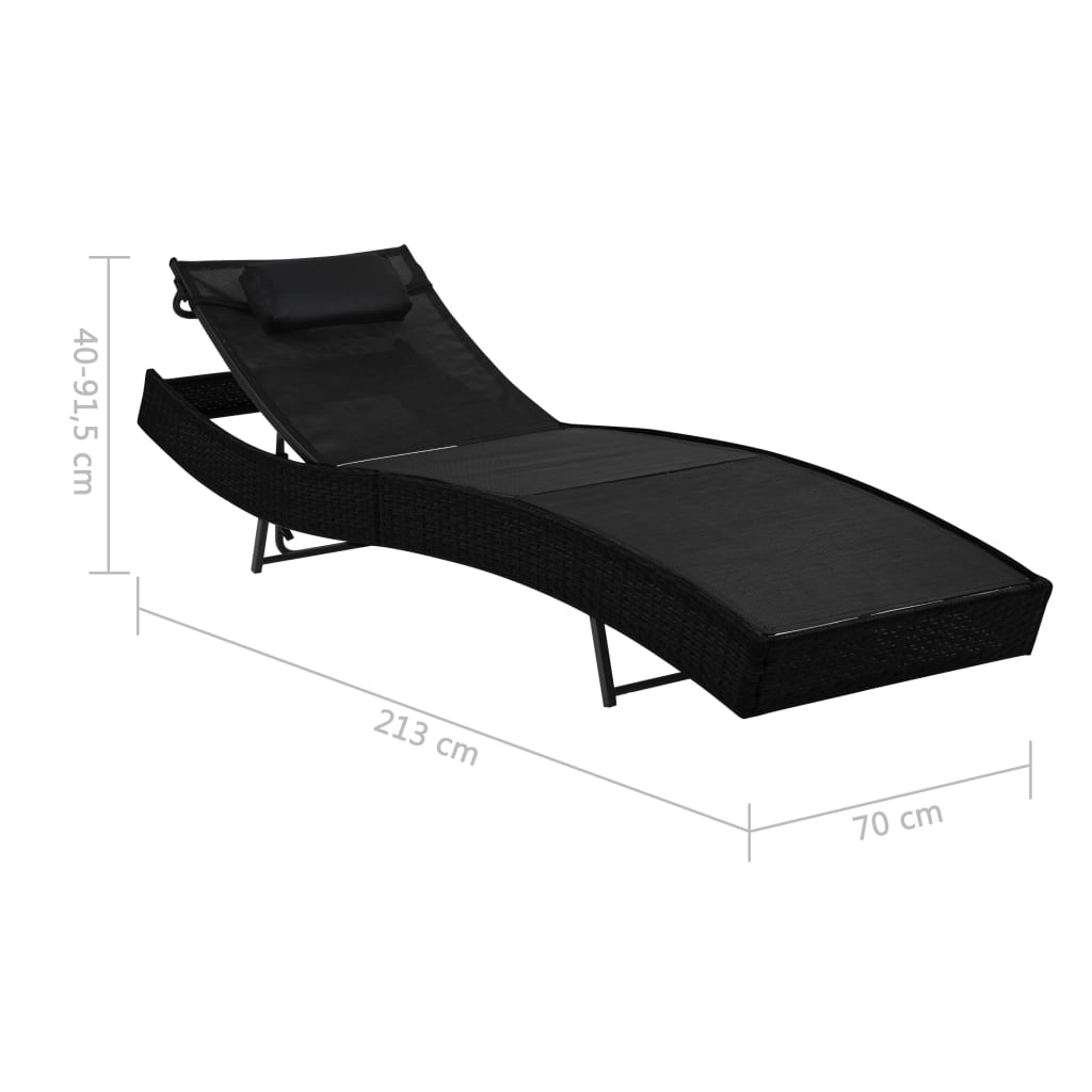 Chaise longue avec coussin en polyrotin