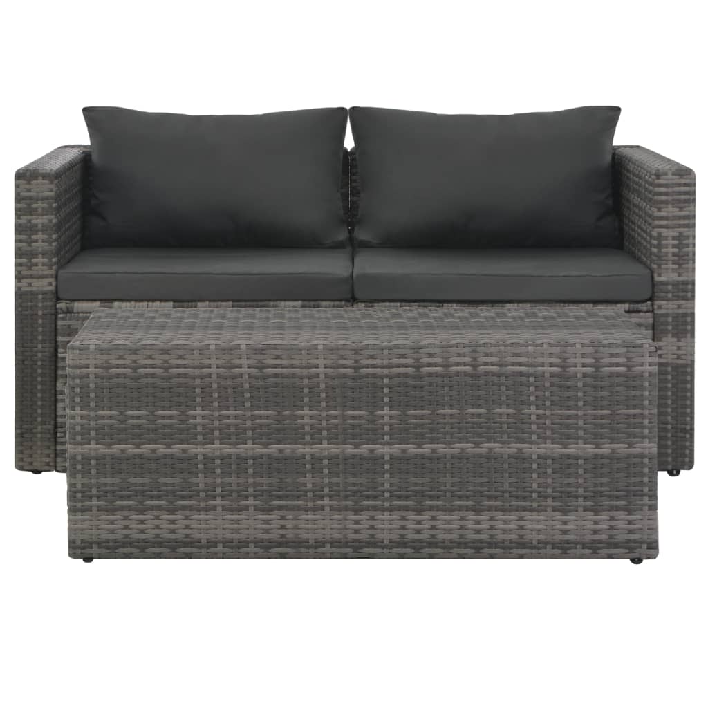 6-delige Loungeset met kussens poly rattan