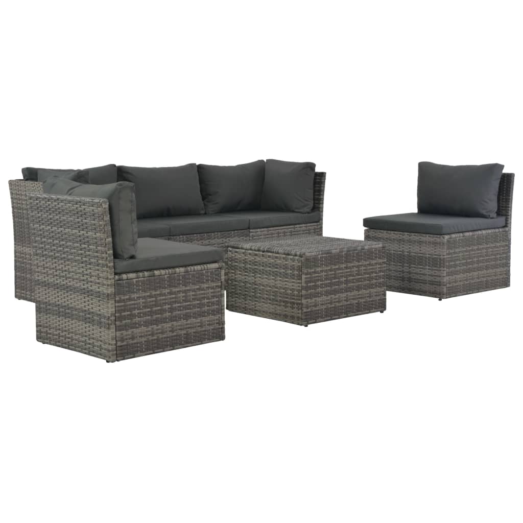 4-delige Loungeset met kussens poly rattan