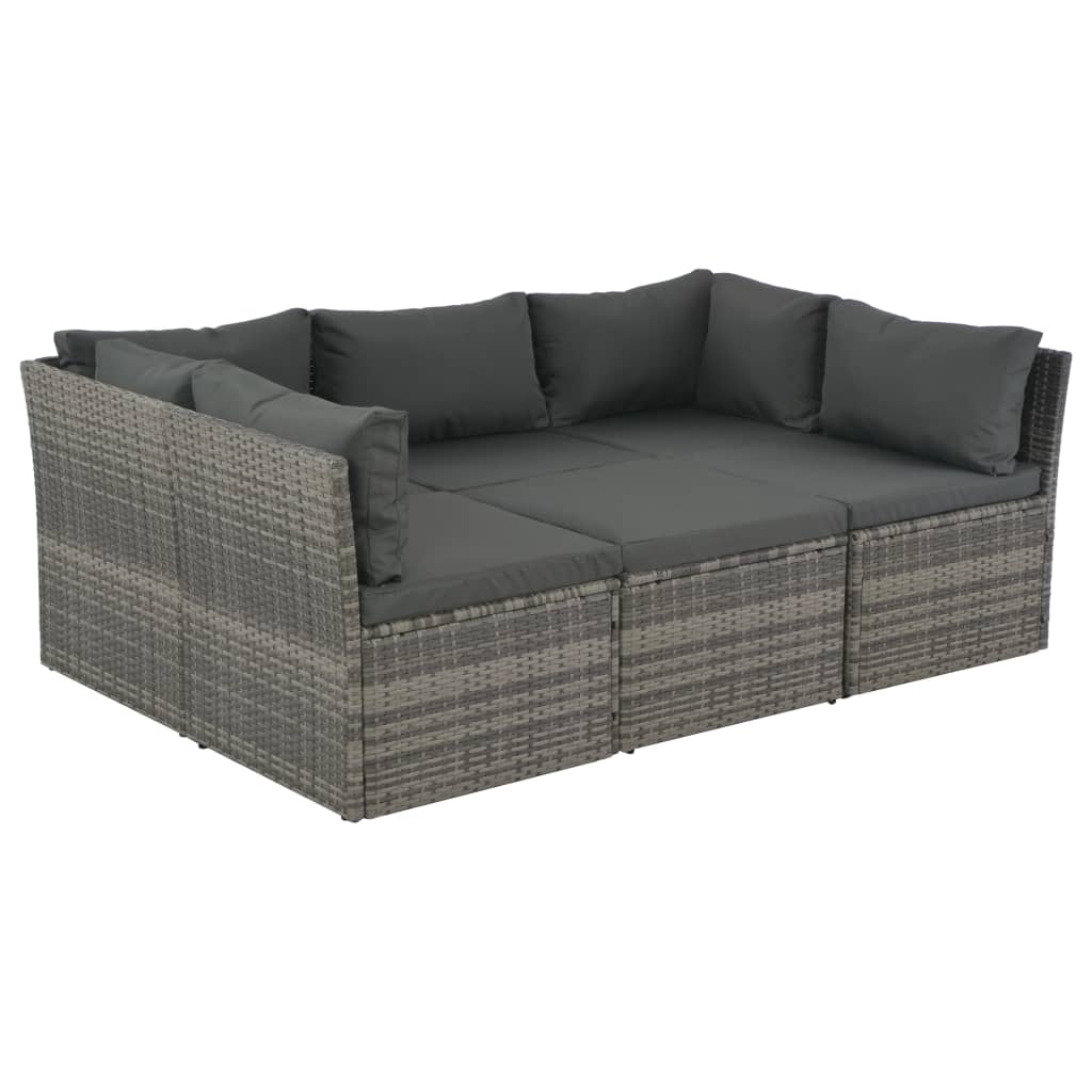 4-delige Loungeset met kussens poly rattan