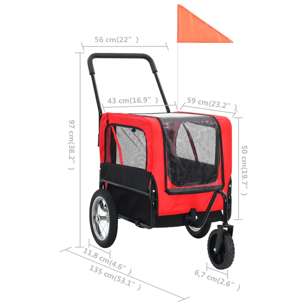 Fietstrailer kinderwagen 2-in-1