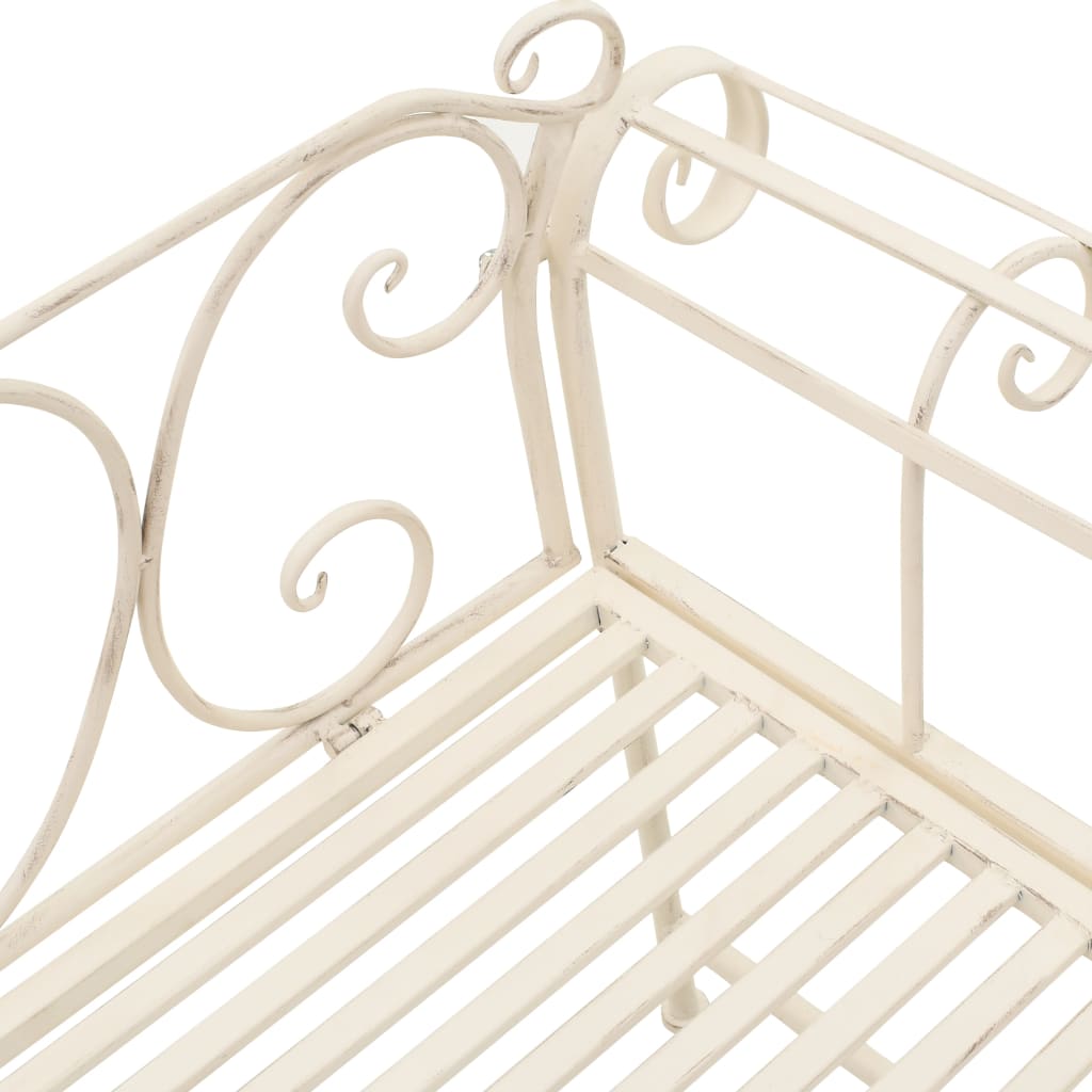 Banc de jardin 132 cm métal blanc antique