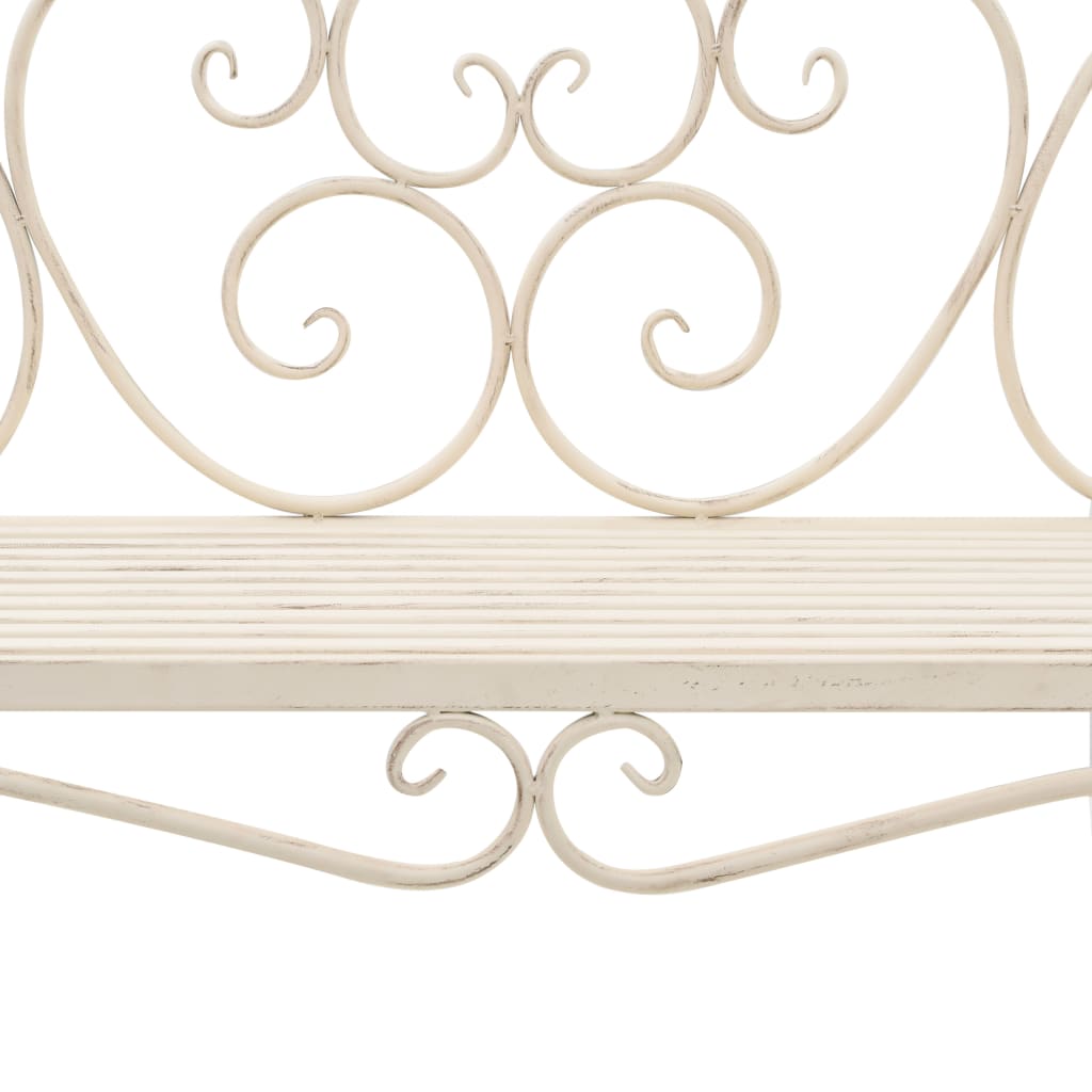 Banc de jardin 132 cm métal blanc antique