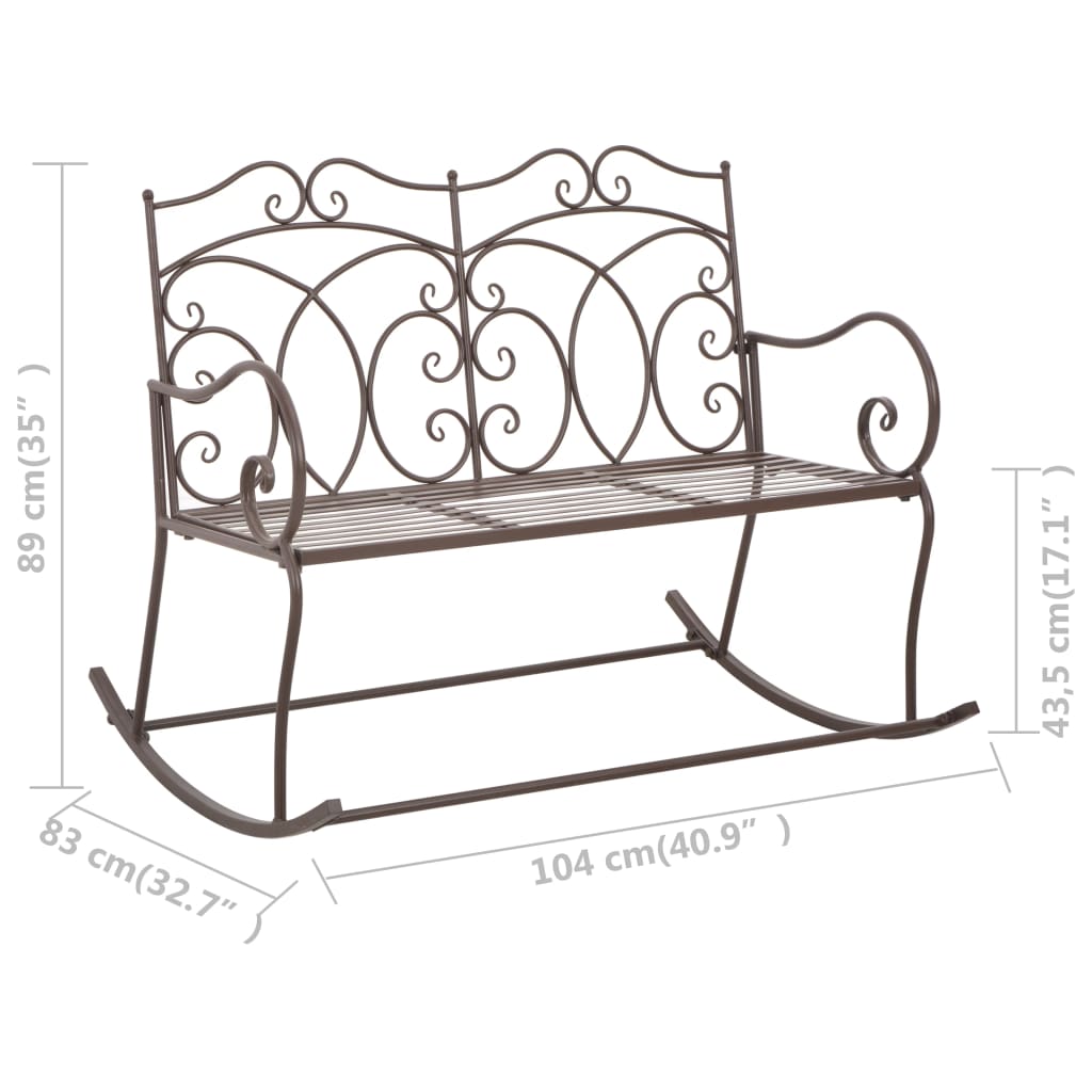 Banc de jardin 104 cm fer marron antique