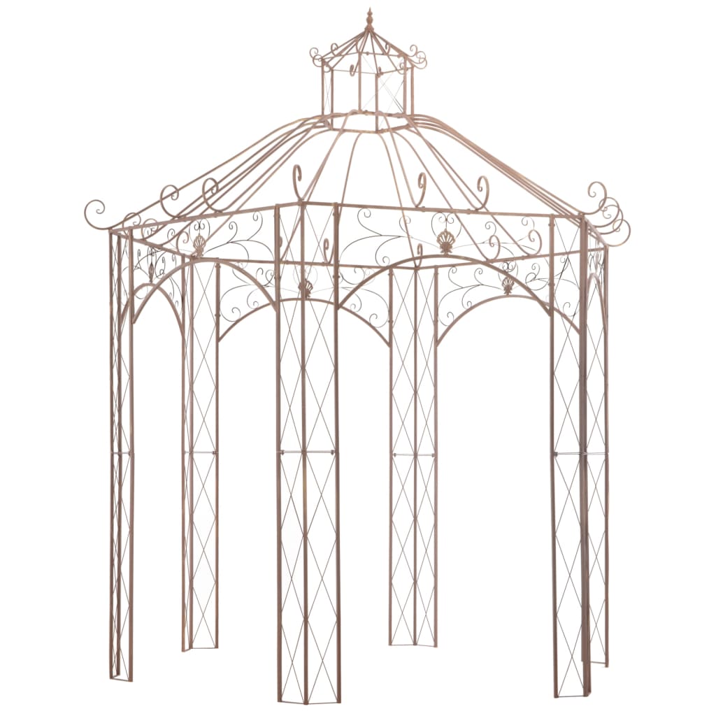 Pavillon de jardin 3 m en fer marron antique