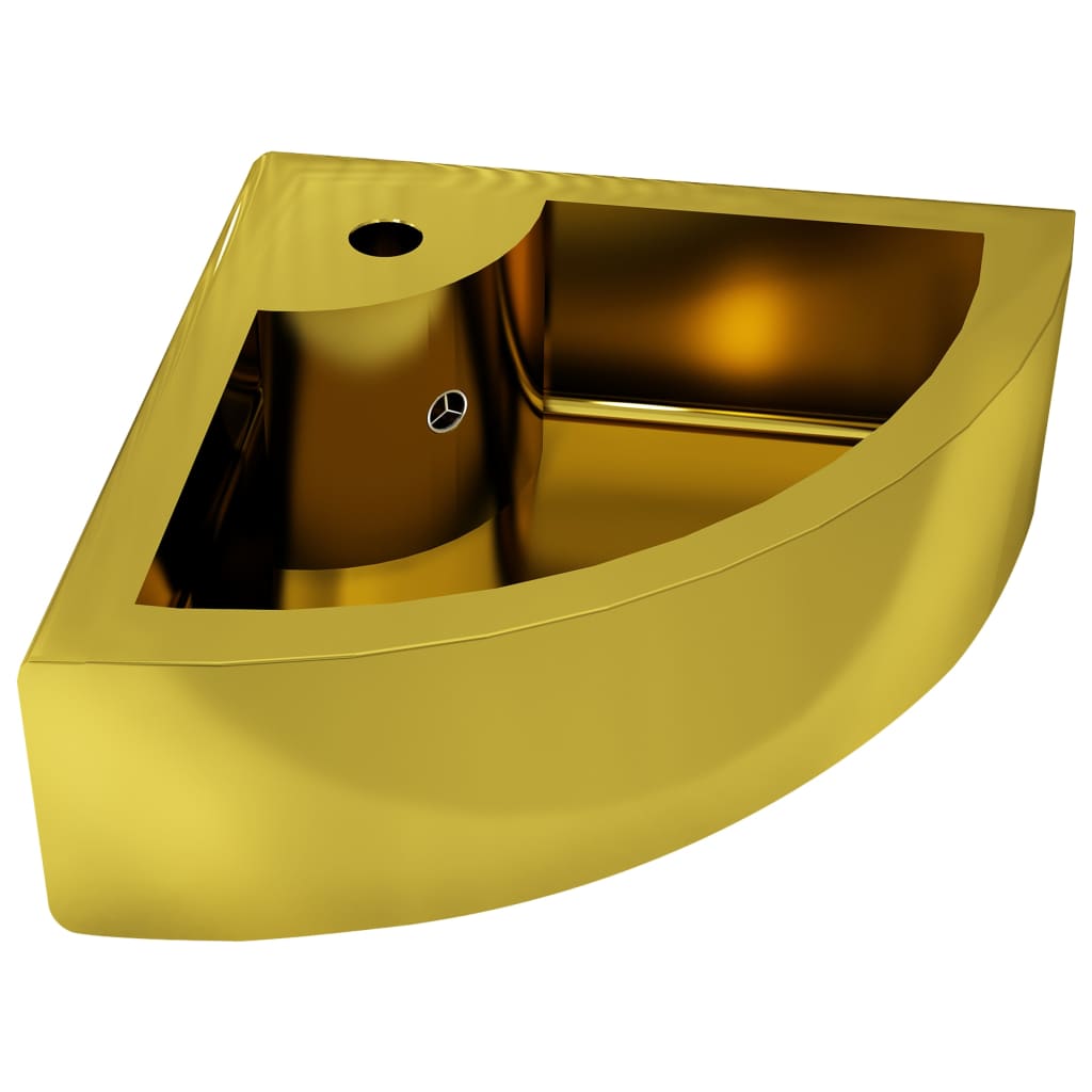 Lavabo avec trop-plein 45x32x12,5 cm en céramique couleur or