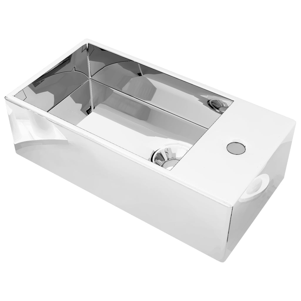 Lavabo avec trop-plein 49x25x15 cm en céramique couleur or