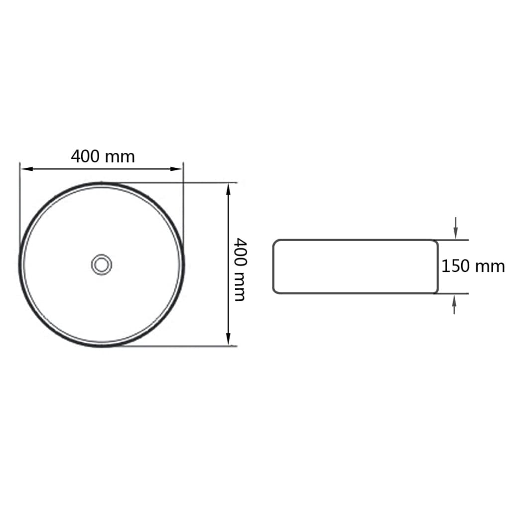 Wastafel rond 40x15 cm keramiek