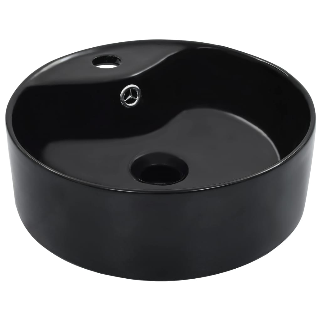 Lavabo avec trop-plein 36x13 cm céramique noir